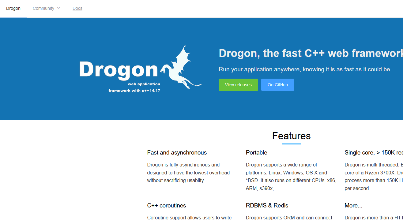 Drogon framework's official site