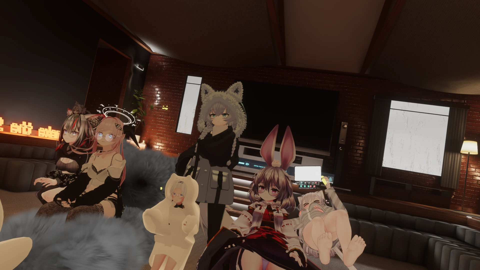 Me and a bunch of friends in a single virtual room. In front of a mirror.