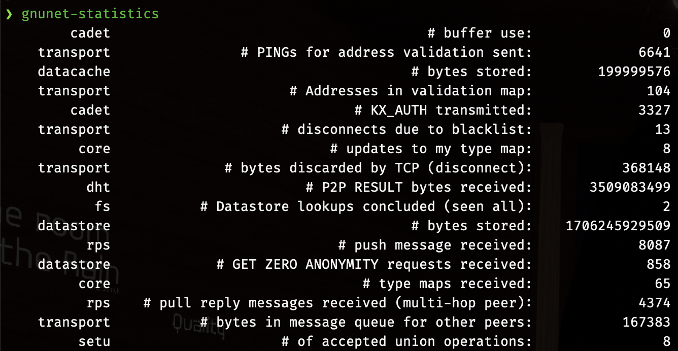 GNUnet stats of my node