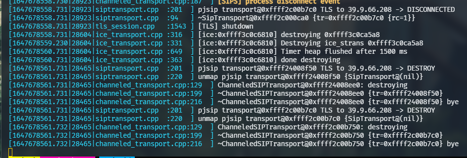 Jami node running in terminal